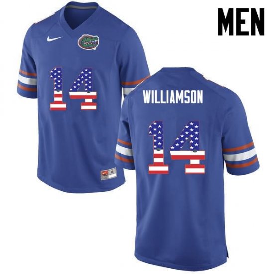 Men's Florida Gators #14 Chris Williamson NCAA Nike Blue USA Flag Fashion Authentic Stitched College Football Jersey BFN1862MD